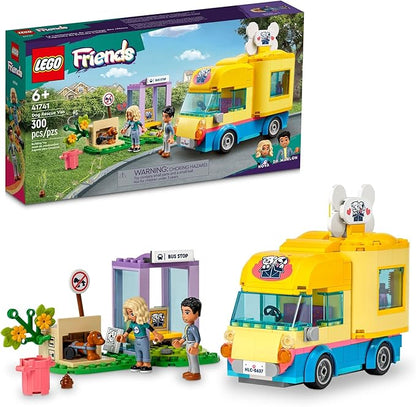 LEGO Friends Dog Rescue Van Building Toy 41741 Mobile Rescue Center Pretend Play Set Gift Idea for Animal-Loving Kids Girls Boys Age 6+ Featuring Nova and Dr. Marlon Mini-Dolls Dog Figure Toy Van