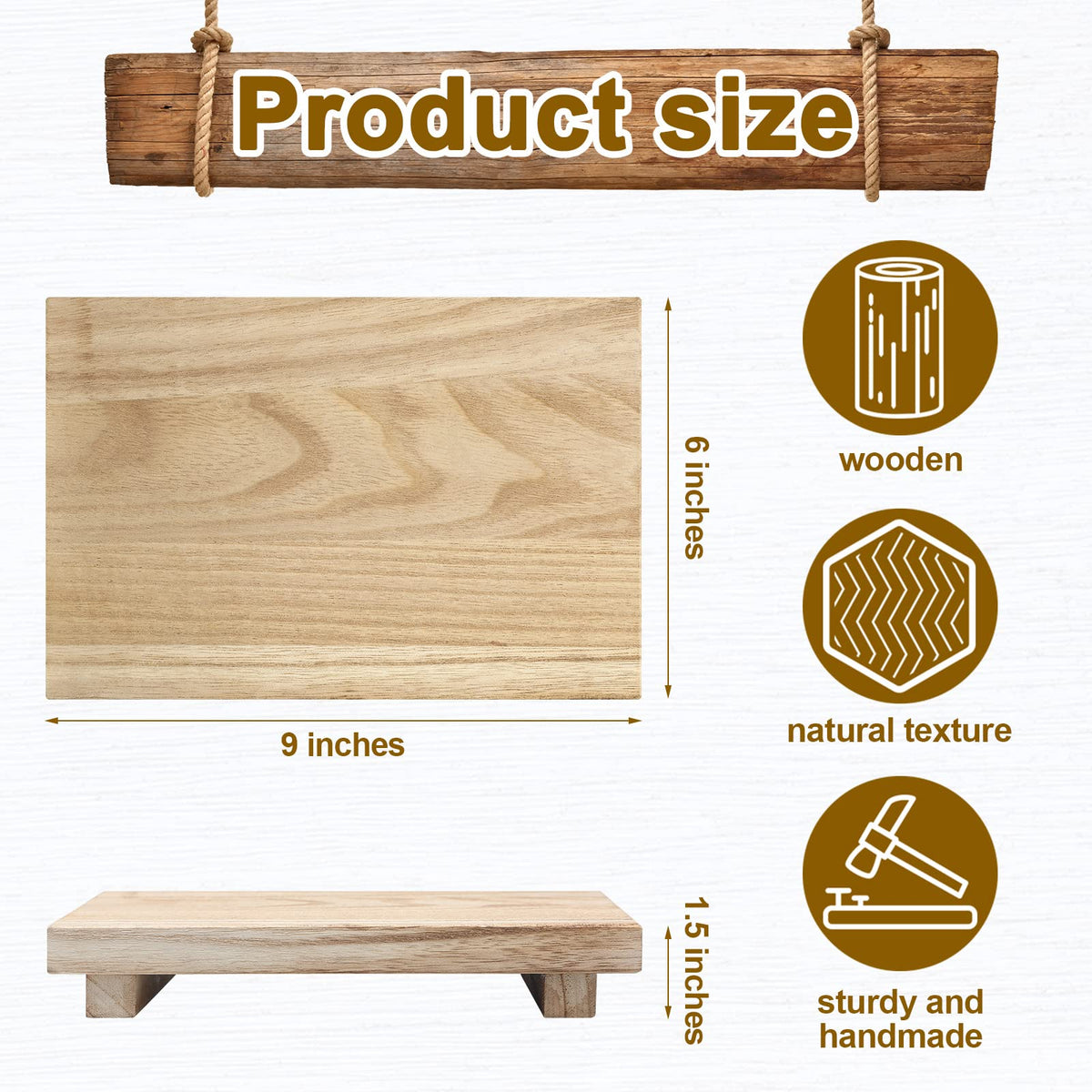 Nuogo Wood Riser Tray Soap, Stand Soap Tray for Kitchen Sink, Wood Pedestal for Kitchen Counter Sink Stand Decorative Rustic Bathroom Dishes Plant Bottles Candles Display(9 x 6 Inch,Natural)