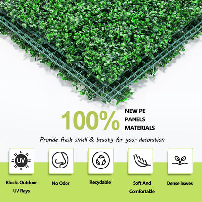 AOKIE 10"X10" Artificial Grass Wall, 12Pcs Boxwood Hedge Wall Panels UV-Anti Grass Backdrop Wall Decor, Greenery Privacy Hedge Screen for Indoor Outdoor Patio Balcony, Party Garden Fence Decor