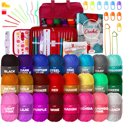 J MARK Crochet Kit for Beginners Adults -1320 Yards Crochet Set for Beginners, Crochet Starter Kit
