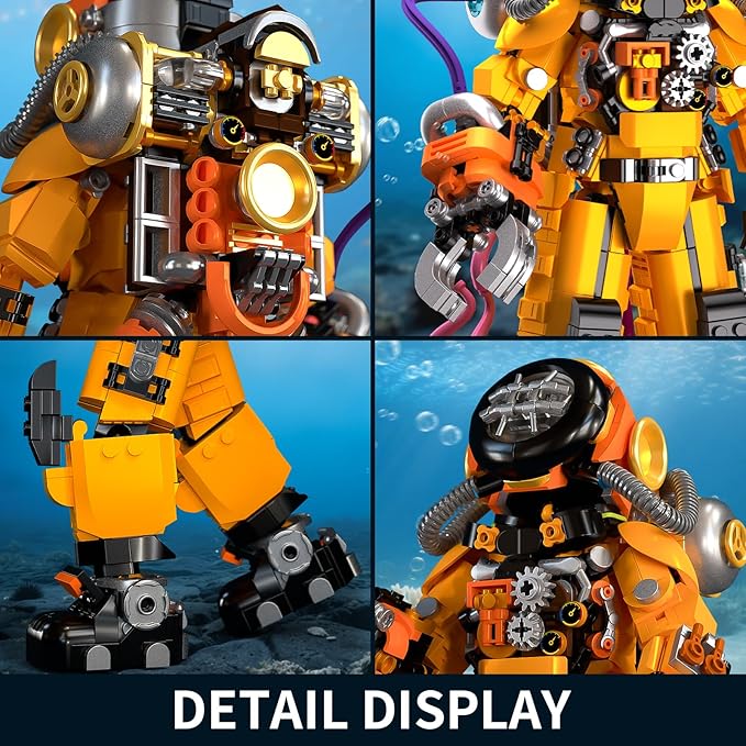 Steampunk Diver Building Set for AdultsDeep Sea Explorer Model ToysHome Office Decor Building Blocks with BaseSTEM Gift for Teen 14+(1287 Pieces)