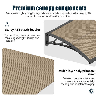 NEBAIKA Awning for Outside, 32x120 UV-Resistant Rain and Snow-Proof House Overhang Canopy, Polycarbonate Door Awnings Exterior for Outdoor Patio, Porch, Deck, Window