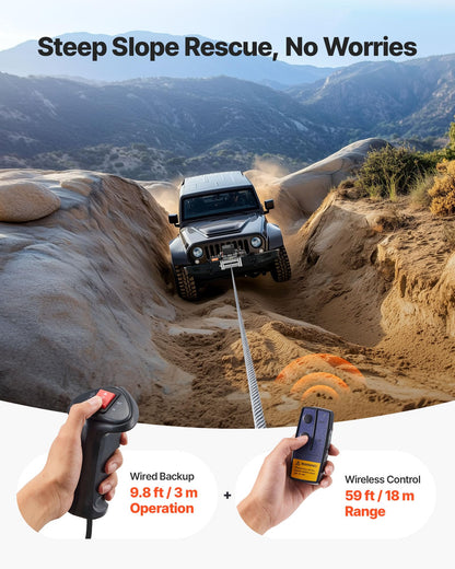 VEVOR Truck Winch 12000lbs Electric Winch 85ft/26m Steel Cable 12V Power Winch Jeep Winch with Wireless Remote Control and Powerful Motor for UTV ATV & Jeep Truck and Wrangler in Car Lift