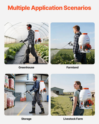 VEVOR Gas Powered Backpack Sprayer, 26.5CC 0.9HP Engine, Garden Sprayer with 5 Gallon Tank, Large Area Coverage, Lawn Spraying Machine with 24 in Wand & Nozzles for Efficient Gardening & Farming
