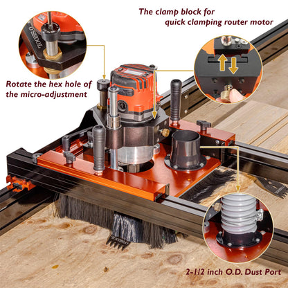 O'SKOOL Slab Flattening Router Sled with 3-Axis Gantry Jig and 3.5" Router Lift, Wood Slab Flattening Jig for Live Edge Slabs, Table Tops, River Tables, Cutting Boards and Workbenches, RTA012
