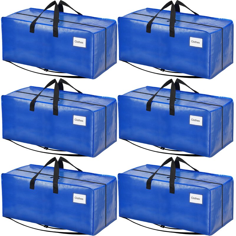 BAGAIL Heavy Duty Moving Bags with Strong Handle, Extra Large Moving Boxes, Storage Tote for Clothes, College Moving Supplies(Blue, Backpack, 6 Pack)