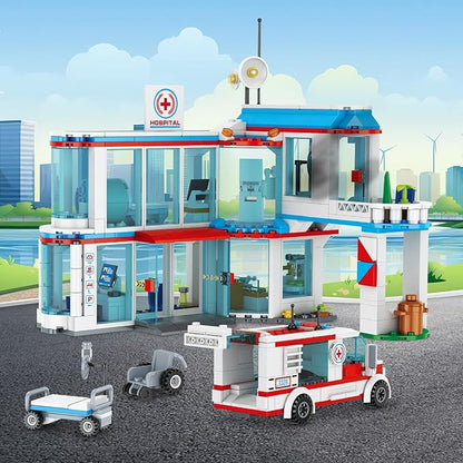 City Hospital STEM 3 in1 Building Sets Compatible with Lego Ambulance Tor Truck Rescue Helicopter Connect to Other City Sets 687 PCS Best Gift for 6 7 8 9 10 Boys