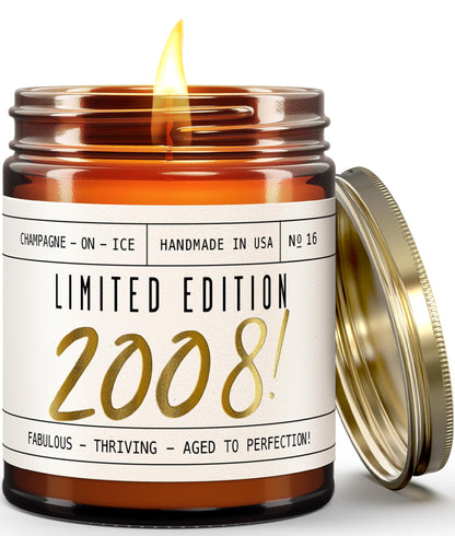 18th Birthday Gifts for Girls - 'Limited Edition 2008' Soy Candle, w/Sparkling Berries & Fruit I 18 Gifts for Women I 18th Birthday Gift for Her Ideas I 9oz Reusable Jar, 50Hr Burn, Made in USA