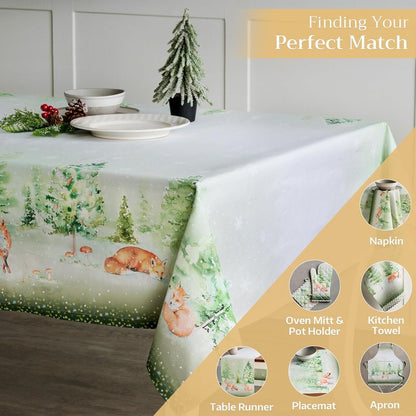 Maison d' Hermine Table Cloth Square Table 100% Cotton 54 x 54 Inches Fall Tablecloth Reusable Everyday Use for Thanksgiving Christmas Decorations Dining Farmhouse Party (Winter Mornings)