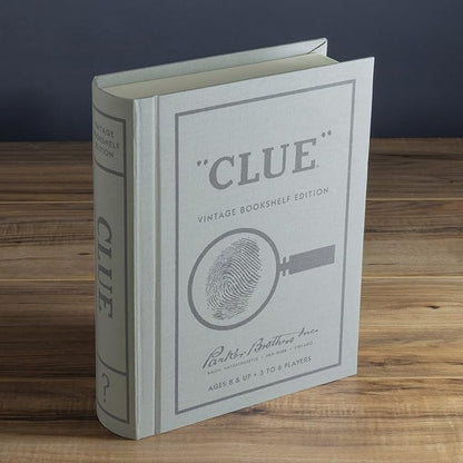 WS Game Company Clue Vintage Bookshelf Edition Board Game Linen Fabric Book Box Die-Cast Weapons &amp Wood Movers 1949 Retro Design Clue Board Games for Kids Adults &amp Family Ages 8+