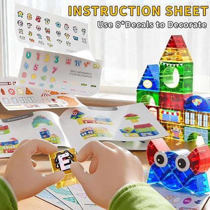 Magnet Toy for Toddlers 3-5 115 Pieces Magnet Building Toys for Kids 4-8 Preschool Educational Christmas Birthday Gifts Toys for Kids Ages 3-5 Year Old Boys and Girls