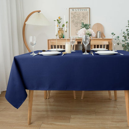 Biscaynebay Textured Fabric Tablecloths 60x84 Inches Rectangular, Navy Water Resistant Tablecloths for Dining, Kitchen, Wedding and Parties etc. Machine Washable