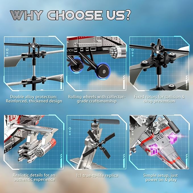 XIKOTEC RC Helicopter Remote Control Helicopter Toy for Kids Beginners and Adults with Altitude Hold Gyro &amp LED Light 2 Batteries &amp USB-C Charging Gift for Boys Ages 8-12(Silvery)