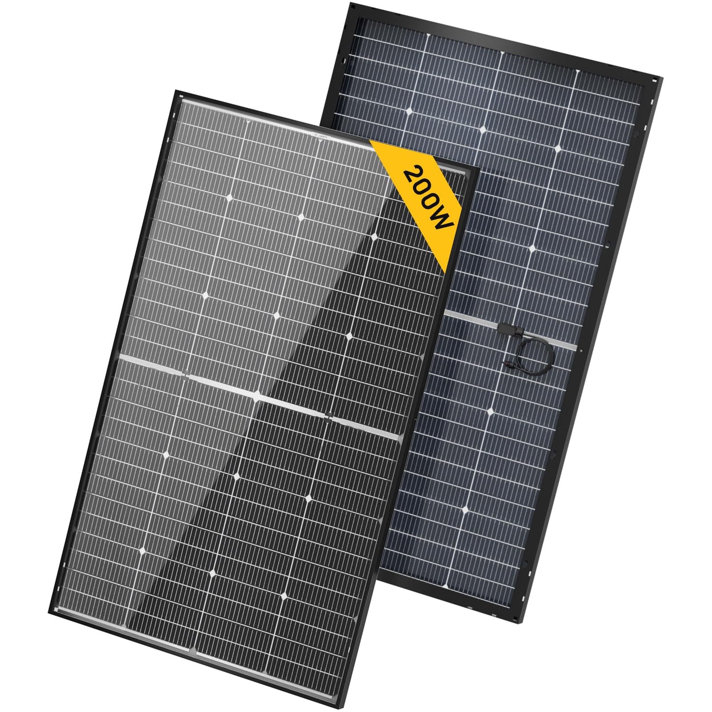 BougeRV 24V N-Type 16BB 200W Bifacial Solar Panel, 24V 200 Watt Solar Panel, for RV Camping Boat Marine Log Cabin Roof, Charing Golf Cart Lithium Battery, Black Frame (1PCS)