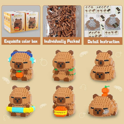 HIGH GODO Capybara Easter Party Favors Building Set 2120PCS Cute Capybara for Goodie Bag Stuffers Party Favors Birthday Easter Gifts for Adult Teens 14+ (Not Compatible with Major Brand)