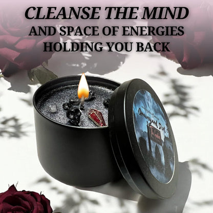 Graveyard Dirt Spiritual Spell Candle for Necromancy, Protection and Banishing|Remove hexes and Bad luck | All Natural & Organic Coconut Wax Candle for House Energy Cleansing Purification (8oz)
