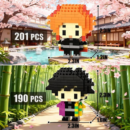 10 Kill Demon Anime Figures Building Block Kit Set Top Popular Monster Slayer Characters Micro Brick Models Head Japanese Manga Toy Merch Collectible Valentine's Day Gift for Fans Teen 14+(2000PCS)