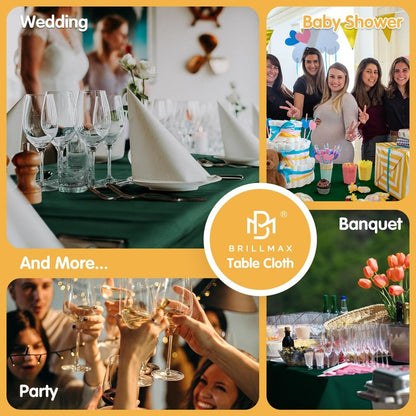 BRILLMAX 6 Pack Hunter Green Tablecloths 70 x 120 Inch for 6ft & 8ft Rectangle Tables - 150 GSM Polyester Fabric, Universal Fit, Water, Stain & Wrinkle Resistant Cloth Cover for Wedding Banquet