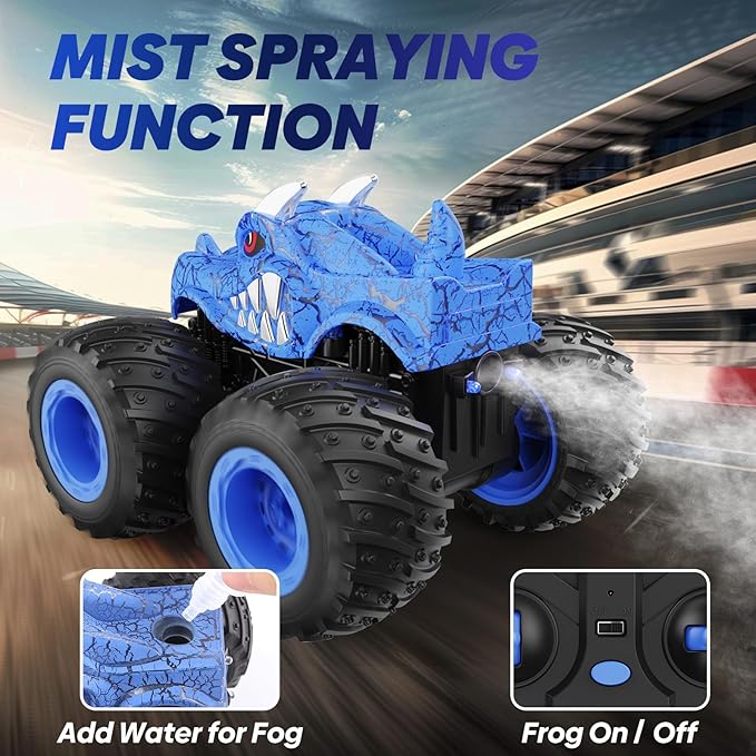 BAODLON Remote Control Monster Car 2.4GHz RC Monster Trucks Toys for 3 4 5 6 7 8 Years Old Boys Kids All Terrain RC Truck Off Road with Spray Light Rechargeable Battery Christmas Birthday Gifts