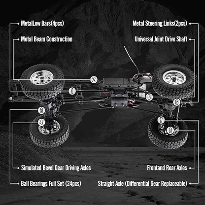 EAZYRC FMS 1/18 FCX18 Chevy K10 RC Crawler RTR with License Red RC Pickup Truck 4x4 Chevy Hobby Grade 2-Speed Transmission Monster Truck for Adults with Led Light (red)