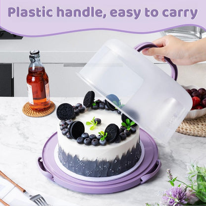 SETLUX 10in Plastic Cake Carrier with Handle, Round Cake Holder with Lid Pink Cake Container for 6in/8in/10in Cake(white)