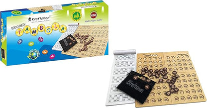 MilesMagic Portable Wooden Bingo Board Game | Housie Tambola Mind Game | Fun and Entertainment Number Calling Party Games with 600 Different Tickets (Amazon Exclusive)