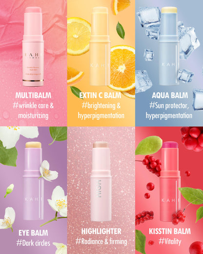 KAHI Wrinkle Bounce Multi Balm Stick | PDRN Collagen Wrinkle Stick | Korean Skin Care |All-in-One Hydrating Lip Balm Eye Cream Neck Cream Make Up Base & Face Mist Moisture Balm