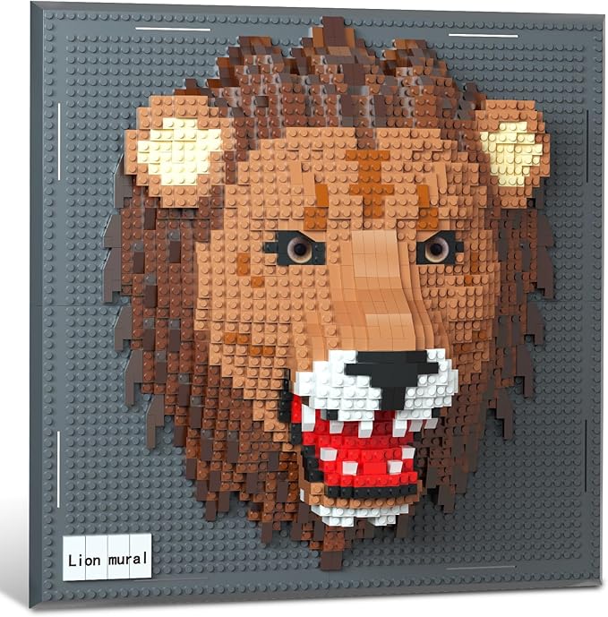 Lion Animal 3D Wall Art Micro Mini Building Blocks Set for Adults Unique Home Wall Decor or Table Display No Compatible with Lego Ideal Birthday Christmas Toy Gift for Teens (2005 PCS)