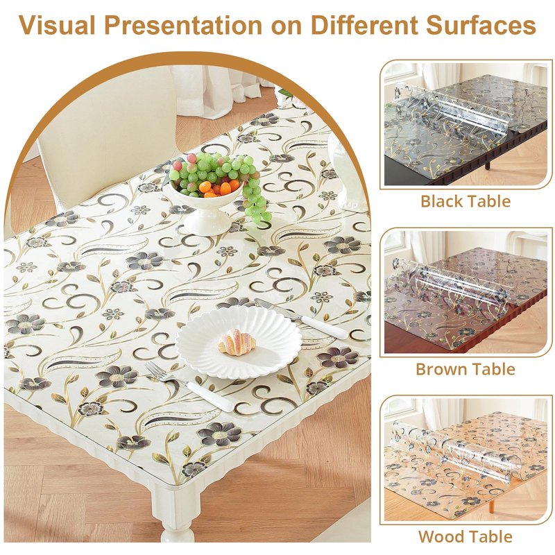 LovePads Feather Table Protector 24 x 48 Inch, 1.5mm Thick Plastic Table Cover, Waterproof Vinyl Tablecloth Rectangular Desk Protector Mat for Kitchen, Dining Room & Coffee Tabletop