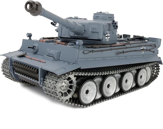 1/16 2.4ghz Remote Control German Tiger I Gray Color Tank Adults Model Toy(Upgraded/Metal Road Wheel &amp Tracks &amp Sprocket Wheel &amp Idle Wheel)(Steel Gear Gearbox)(5000mah Nimh Battery)(Airso