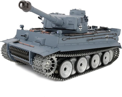 1/16 2.4ghz Remote Control German Tiger I Gray Color Tank Adults Model Toy(Upgraded/Metal Road Wheel &amp Tracks &amp Sprocket Wheel &amp Idle Wheel)(Steel Gear Gearbox)(5000mah Nimh Battery)(Airso