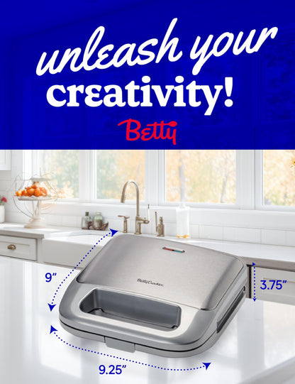Betty Crocker 3-in-1 Indoor Grill, Sandwich/Panini Press & Waffle Maker Plus, Electric Grill Indoor with Interchangeable Non-Stick Plates, 750 Watts, BC-4965S, Silver