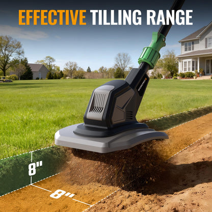 WORKPROX 20V Cordless Tiller Cultivator, 4×12 Durable Steel tines, 8-Inch Wide & Deep Garden Rototiller, 4.0Ah Battery Powered, Electric Cultivator for Soil, Lawn & Garden