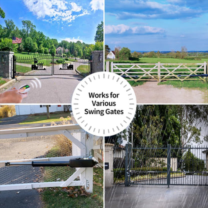 TOPENS A5132 Dual Swing Gate Opener Medium Duty Automatic Gate Motor for Double Swing Gates Up to 16ft per Arm, Electric Driveway Gate Operator AC Powered with Remote Control Kit Solar Compatible