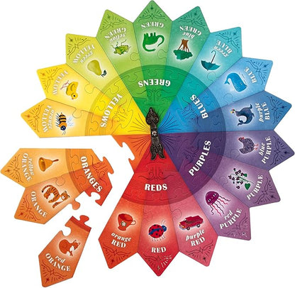 eeBoo: Color Puzzle Spinner Game - 24 Color Puzzle Pieces Learn Color Families Educational Cooperative Childrens Game Kids Ages 3+ 1-3 Players