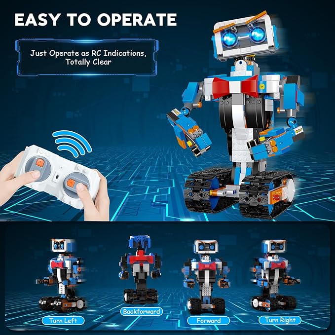okk Robot Building Toys for Boys STEM Projects for Kids Ages 8-12 Remote &amp APP Controlled Engineering Learning Educational Coding DIY Building Kit Rechargeable Robot Toy Gifts for Girls