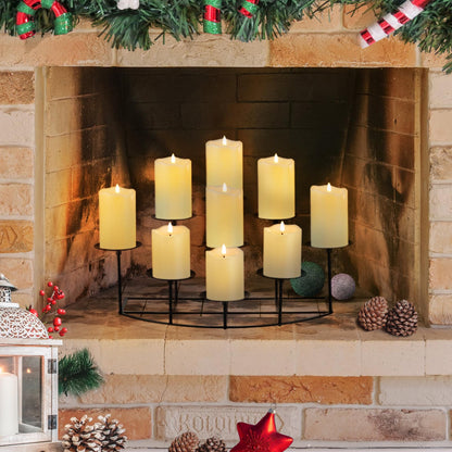 Candeldo Candelabra Fireplace Candle Holder: Black Metal Pillar Candle Holders for Inside Fireplace Mantle Decor Floor Candelabras Table Centerpiece
