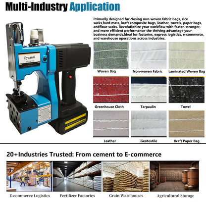 Bag Sewing Machine-Portable Battery Handheld Cordless Bag Sewing Machine,Automatic Bag Stitcher With Thread for Burlap Sack, Canvas,Feed Sacks,Rice Bags,Jute Bags,Seed Bags(Machine+1 battery)-Blue