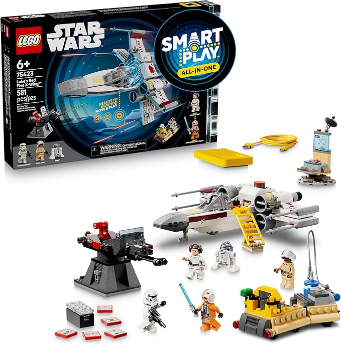 LEGO Star Wars SMART Play: Luke’s Red Five X-Wing Interactive Building Toy - All-in-One Set - Reacts to How You Move and Play with a SMART Brick - Gift for Boys Girls Kids Ages 6+ - 75423