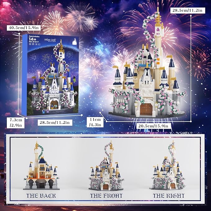 3100PCS Dream Castle Micro mini Building Blocks(Not Compatible with Lego)A Ideals Dream DSN Palace Achitecture with Sakura Serie Model Building Blocks Set Unique Present Toys for 14+