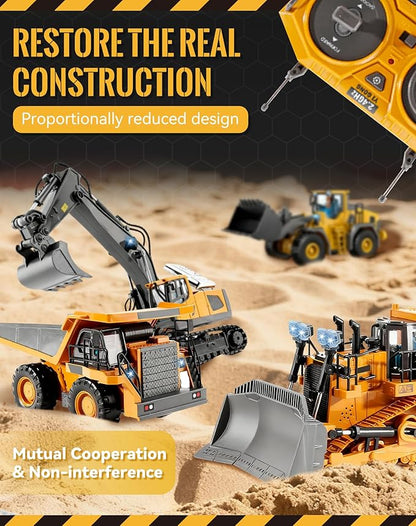 Construction Rc Set of 4 2.4ghz Remote Control Excavator 360° Rotation Lights and Sounds Command The Site Conquer The Dirt Collaborative Experience Alloy Material (1Pc-D)
