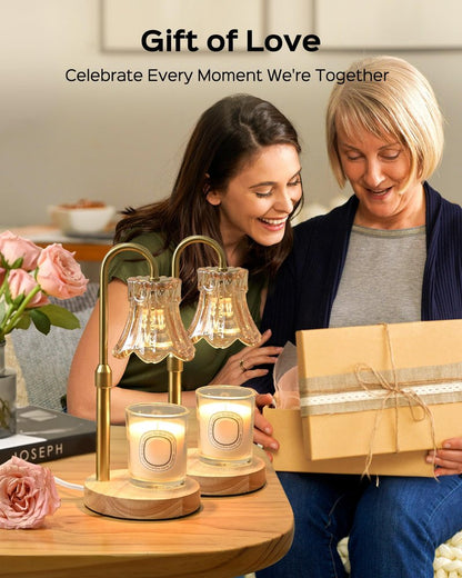 JACKYLED Candle Warmer Lamps 2-Pack, Height Adjustable Fragrance Candle Warming Lamps with 4 Bulbs 35W, 2H/4H/8H Timer and 4-Level Dimmer, Wax Warmer Heater Lamp for Home Decor, Housewarming Gift