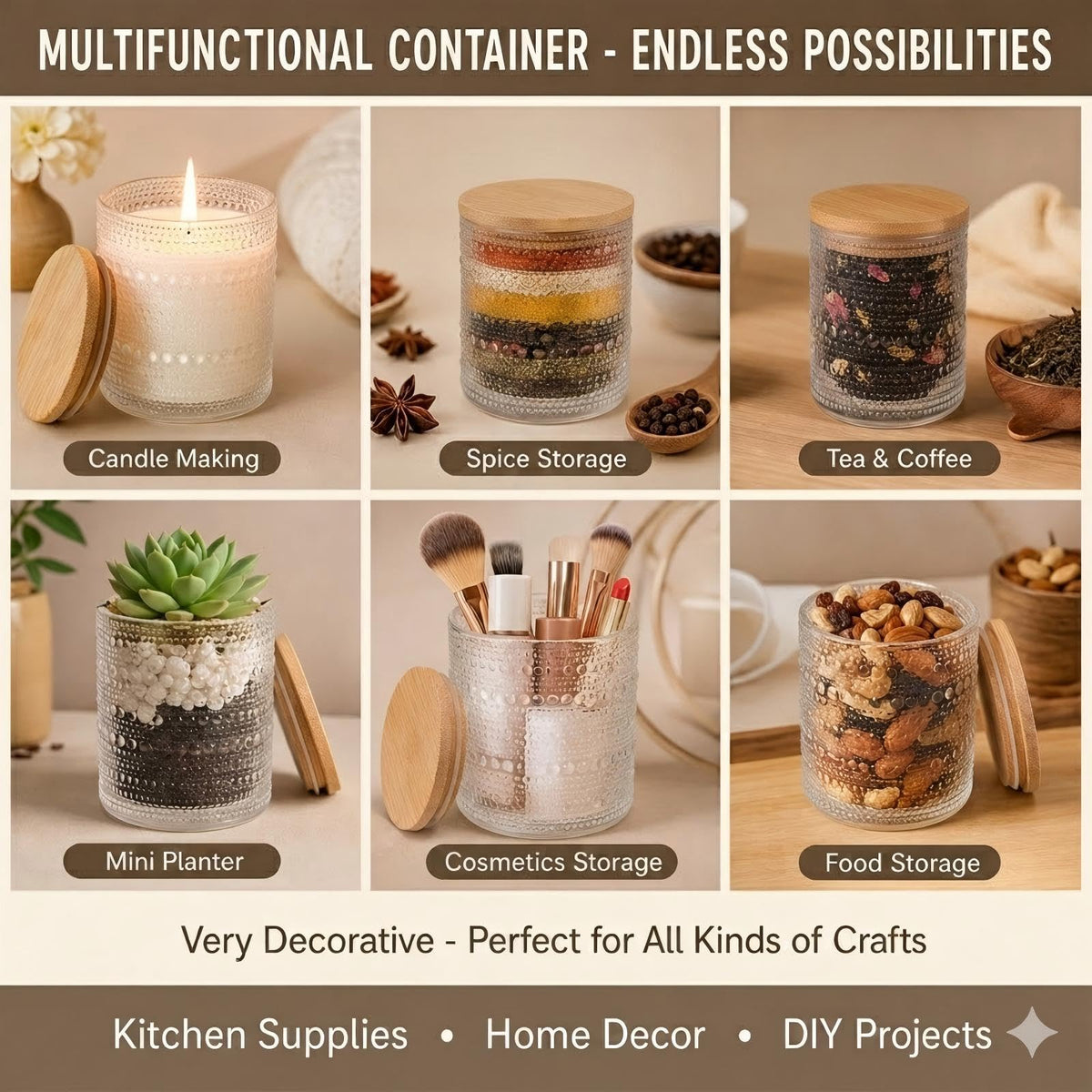 DARJEN 12 Pack Clear Candle Jars for Making Candles- 8 OZ Empty Glass Candle Making Jars with Bamboo Lids and Labels, Candle Making Supplies Candle Containers for Home DIY
