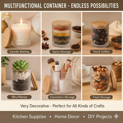 DARJEN 12 Pack Clear Candle Jars for Making Candles- 8 OZ Empty Glass Candle Making Jars with Bamboo Lids and Labels, Candle Making Supplies Candle Containers for Home DIY