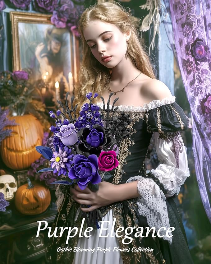 Purple Rose Bouquet Building Set Artificial Floral Building Toys for Gothic Home Decor Ideal Gift for Halloween &amp Christmas Compatible with Lego Flower Set for Adults Women and Teen Girls