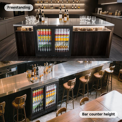 BODEGA BODEGACOOLER Back Bar Cooler,7.7 Cu.ft Commercial Beverage Refrigerator with 2 Sliding Glass Doors, Stainless Steel Top,Beverage Fridge Perfect for Beer,Wine,Soda,DOE Approved
