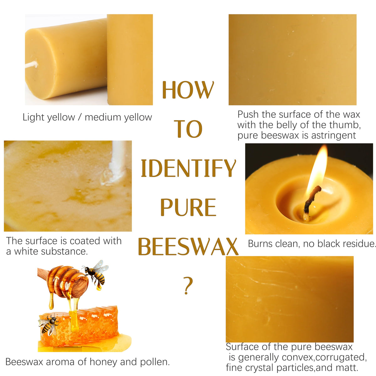 10 Packs Natural Beeswax Candles, 100% Pure Beeswax Pillar Candles for Emergency Prayer Home Decor, Bees Wax Candle for Relax, Smokeless & Dripless [2x4 inch]