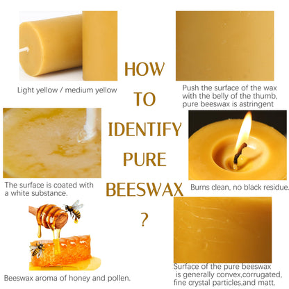 10 Packs Natural Beeswax Candles, 100% Pure Beeswax Pillar Candles for Emergency Prayer Home Decor, Bees Wax Candle for Relax, Smokeless & Dripless [2x4 inch]