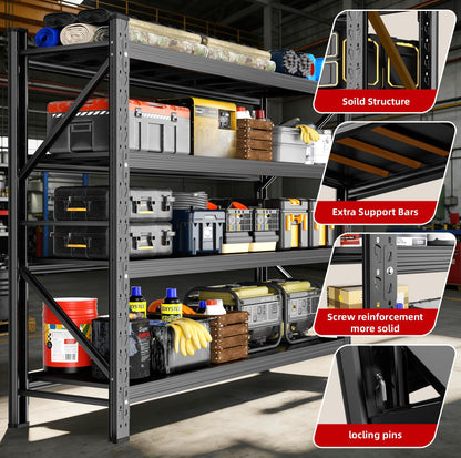 Lionhon Heavy Duty Garage Shelving, 59" W x 23" D x 67" H, 5000 LBS Capacity, 4-Tier Adjustable Metal Storage Shelves, Reinforced Steel Storage Rack for Garage, Warehouse, Basement