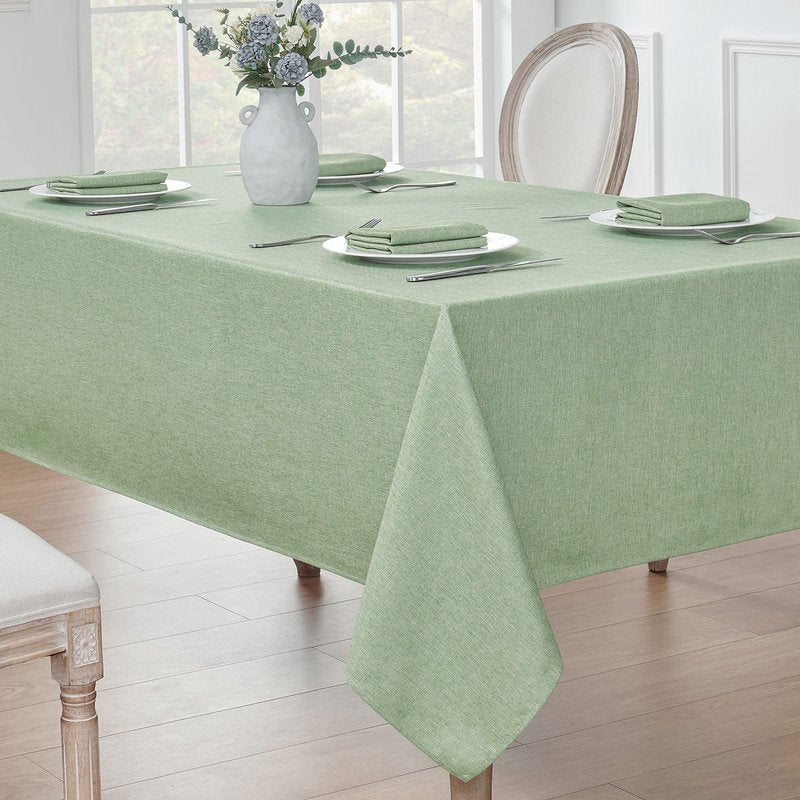 Veblandy 2 Pack Rectangle Tablecloth, 60x120 inch, Water Resistant Wrinkle Free Linen Textured Table Cloth Washable, Decorative Fabric Table Cover for Dining, Party and Camping, Sage Green